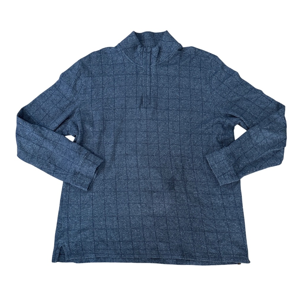 J.S. A. Bank Reserve Mens Quarter Zip‎ Pullover Shirt Grid Blue Medium Casual
